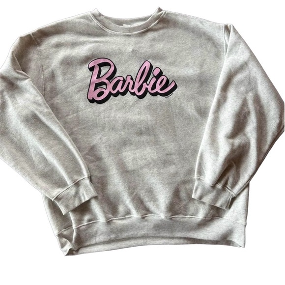 Barbie Light Grey  Women’s Oversized Crewneck Sweatshirt Size Medium - Picture 2 of 4
